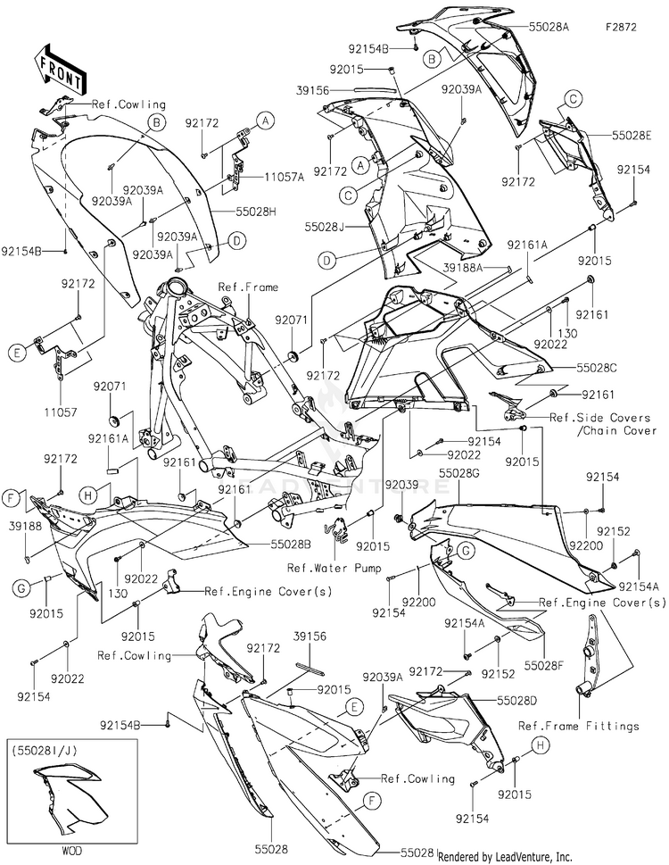 Cowling Lowers(Gpfnn/Gpfnl) EX400GPFNL Ninja 400 ABS (2023) Schematic