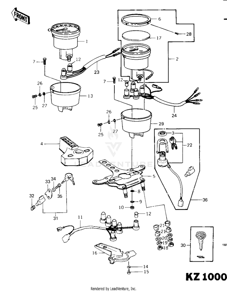 Meters/Ignition Switch ('79-'81 C2/C3) Schematic