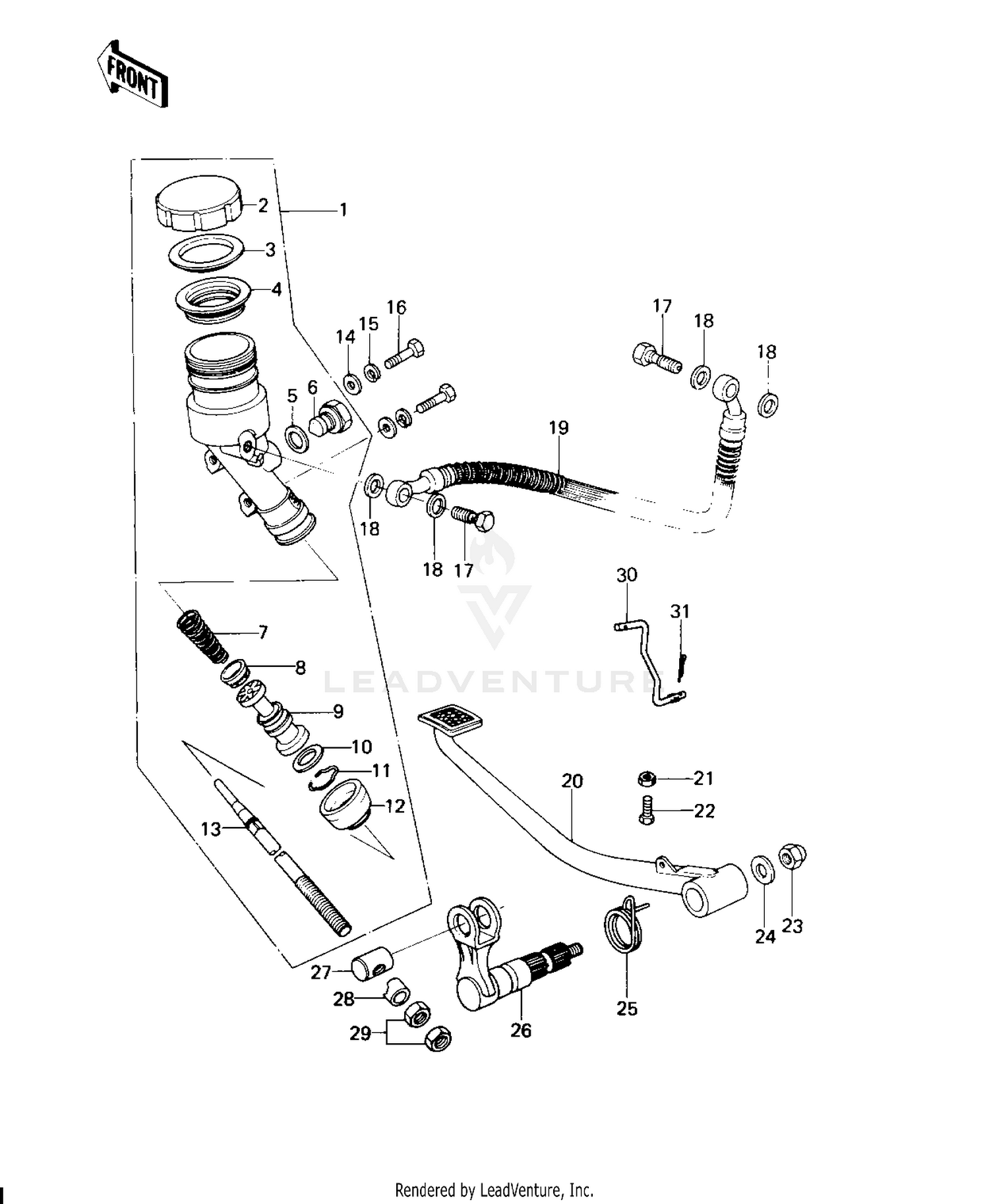 REAR MASTER CYLINDER/BRAKE PEDAL
