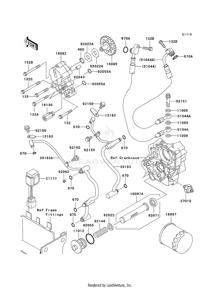 Oil Pump/Oil Filter VN1600B8F Vulcan 1600 Mean Streak (2008) Schematic