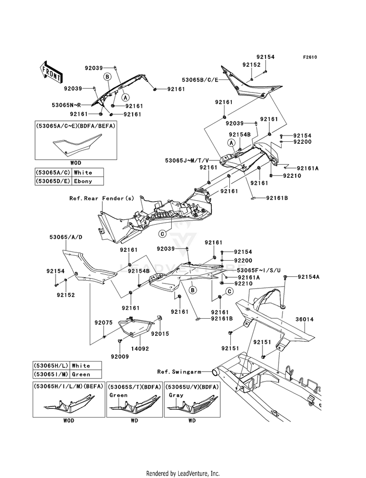 Side Covers/Chain Cover EX300BEF Ninja 300 ABS (2014) Schematic