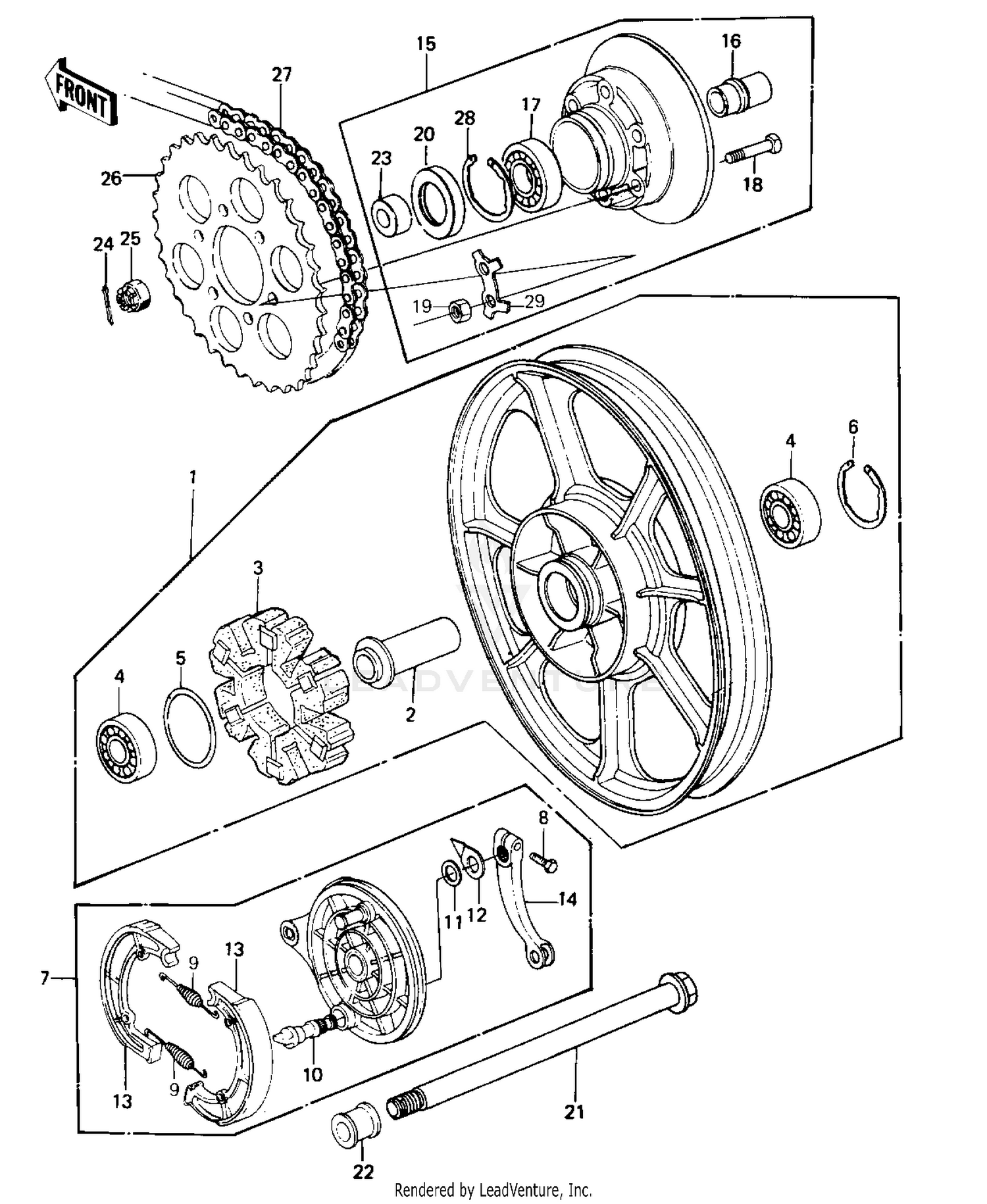 REAR WHEEL/HUB/BRAKE/CHAIN ('80-'81 C1/C