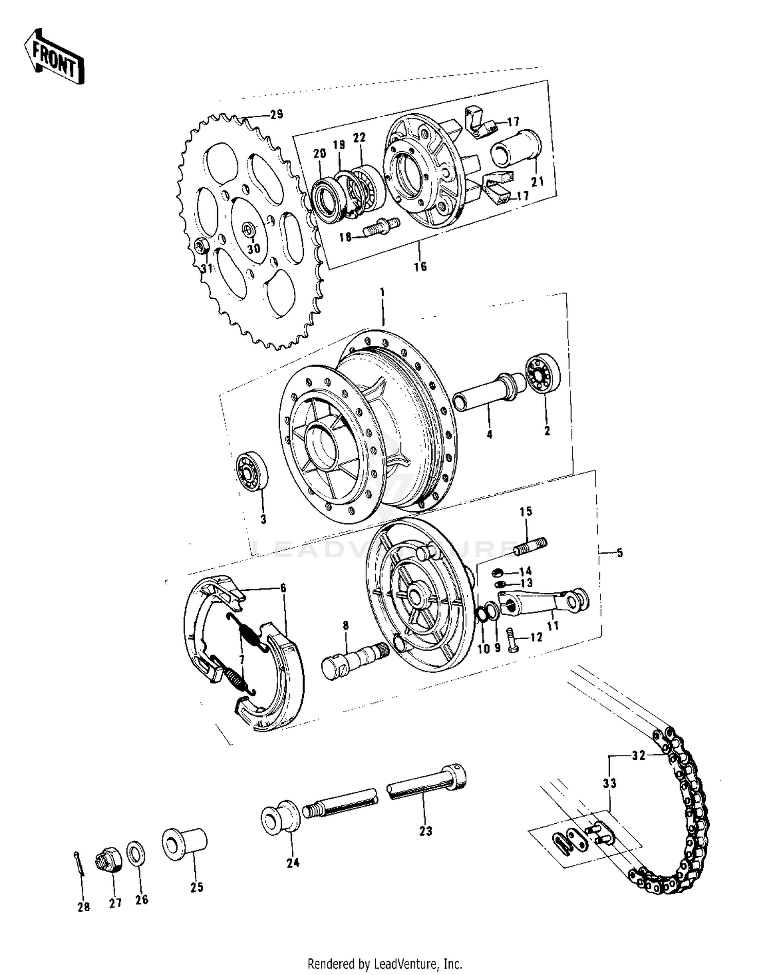 REAR HUB/BRAKE/CHAIN (KX250)