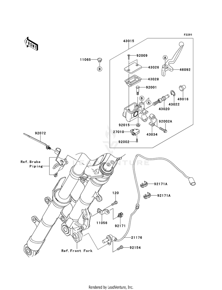 Front Master Cylinder EX300BEF Ninja 300 ABS (2014) Schematic