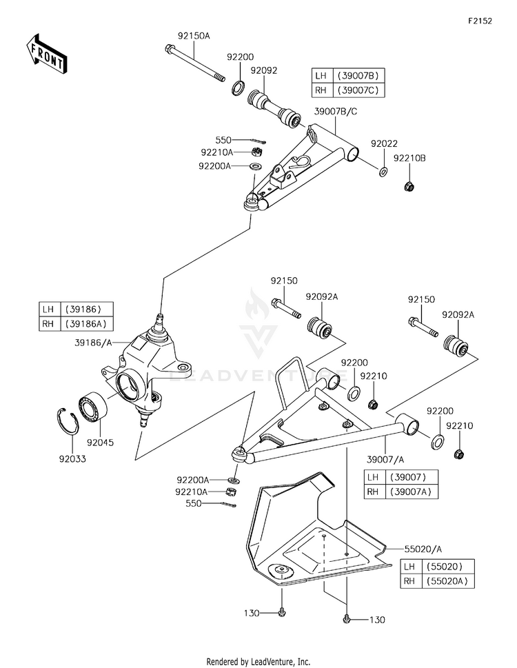 Front Suspension KVF750LGF Brute Force 750 4x4i (2016) Schematic