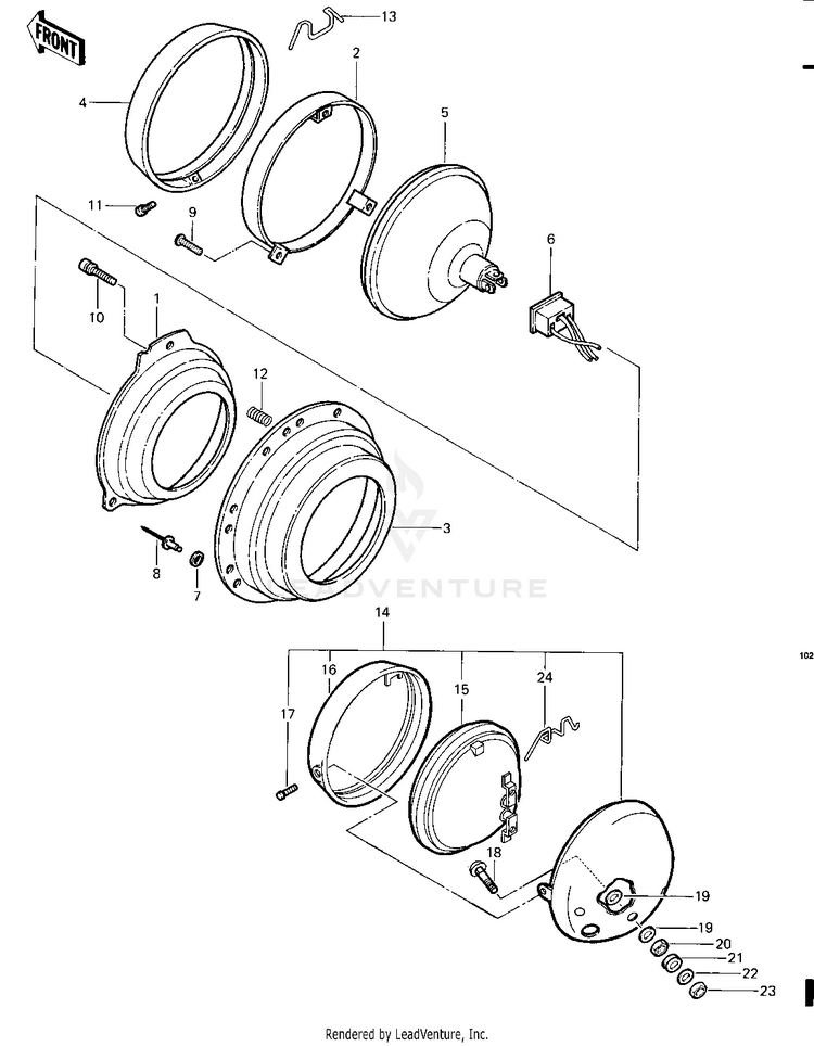 Headlight/Pursuit Lights (Kz1000-C4) Schematic