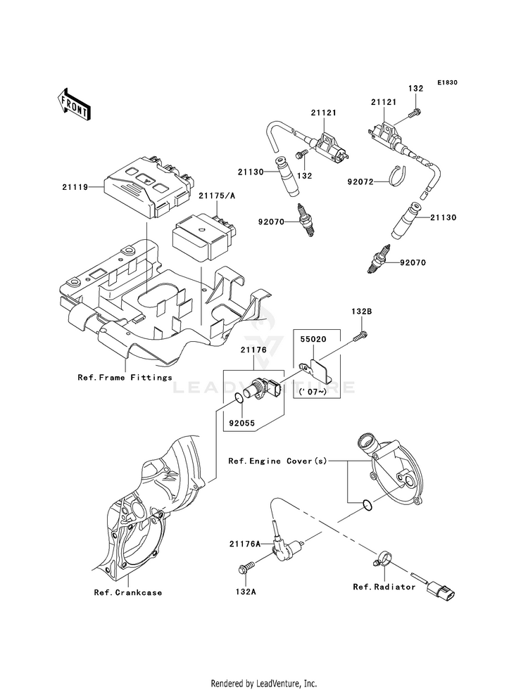 Ignition System KVF650F8F Brute Force 650 4x4i (2008) Schematic