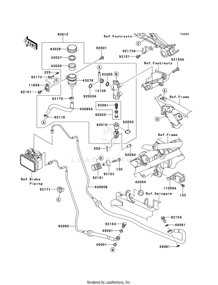 Rear Master Cylinder EX300BEF Ninja 300 ABS (2014) Schematic