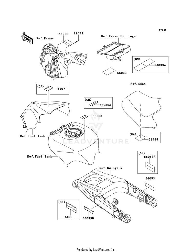 Labels ZX1400EDF Ninja ZX-14R (2013) Schematic