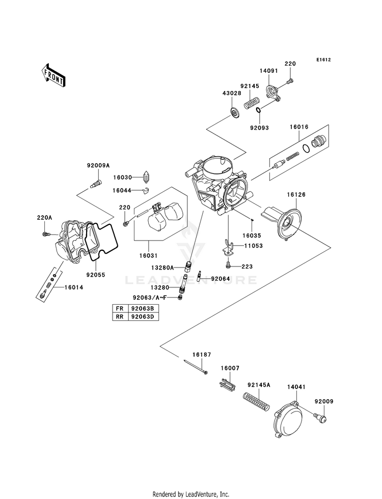 Carburetor Parts KVF750-A1 Brute Force 750 4x4i (2005) Schematic