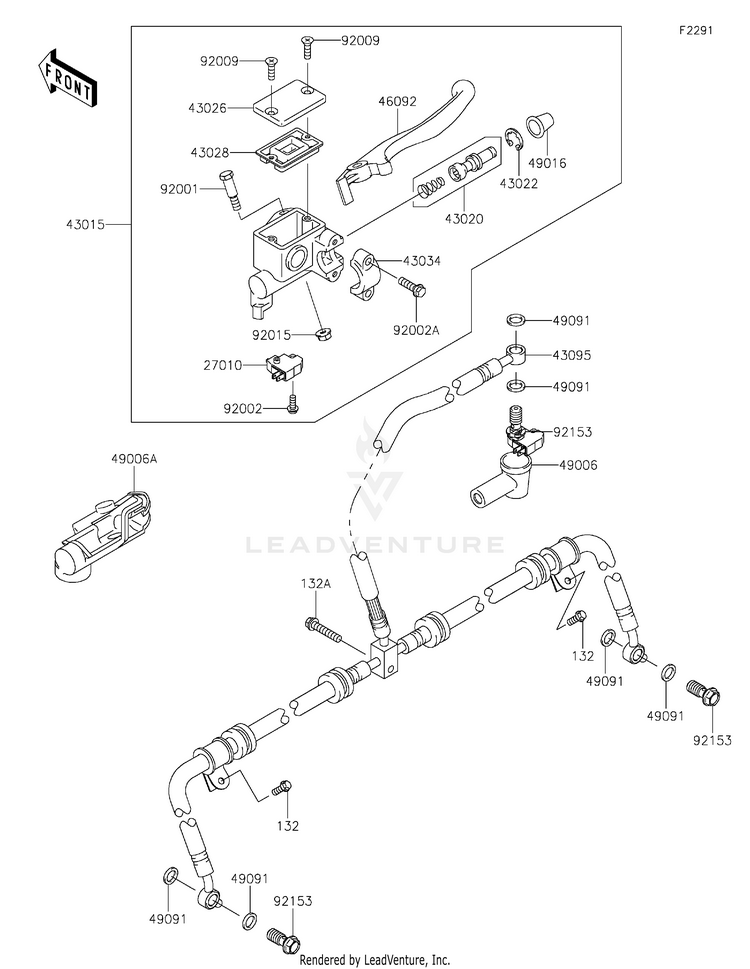 Front Master Cylinder KVF750HLF Brute Force 750 4x4i EPS Camo (2020) Schematic
