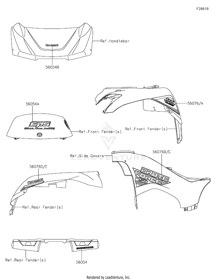 Decals(White)(Gnfnn/Gpfnn) KVF750GPFNN Brute Force 750 4x4i EPS (2023) Schematic