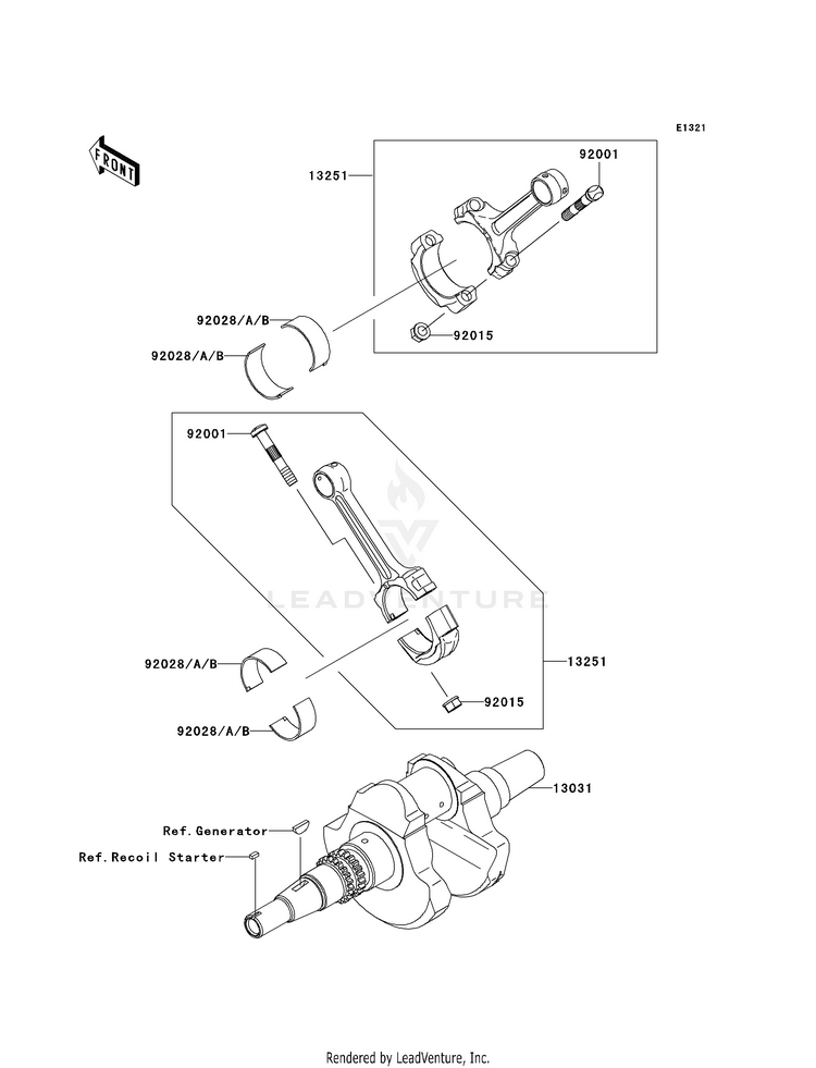 Crankshaft KVF750A7F Brute Force 750 4x4i (2007) Schematic