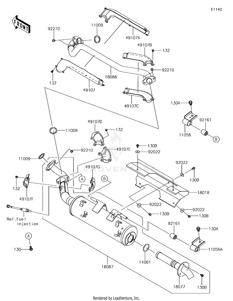 Muffler(S) KVF750GGF Brute Force 750 4x4i EPS (2016) Schematic