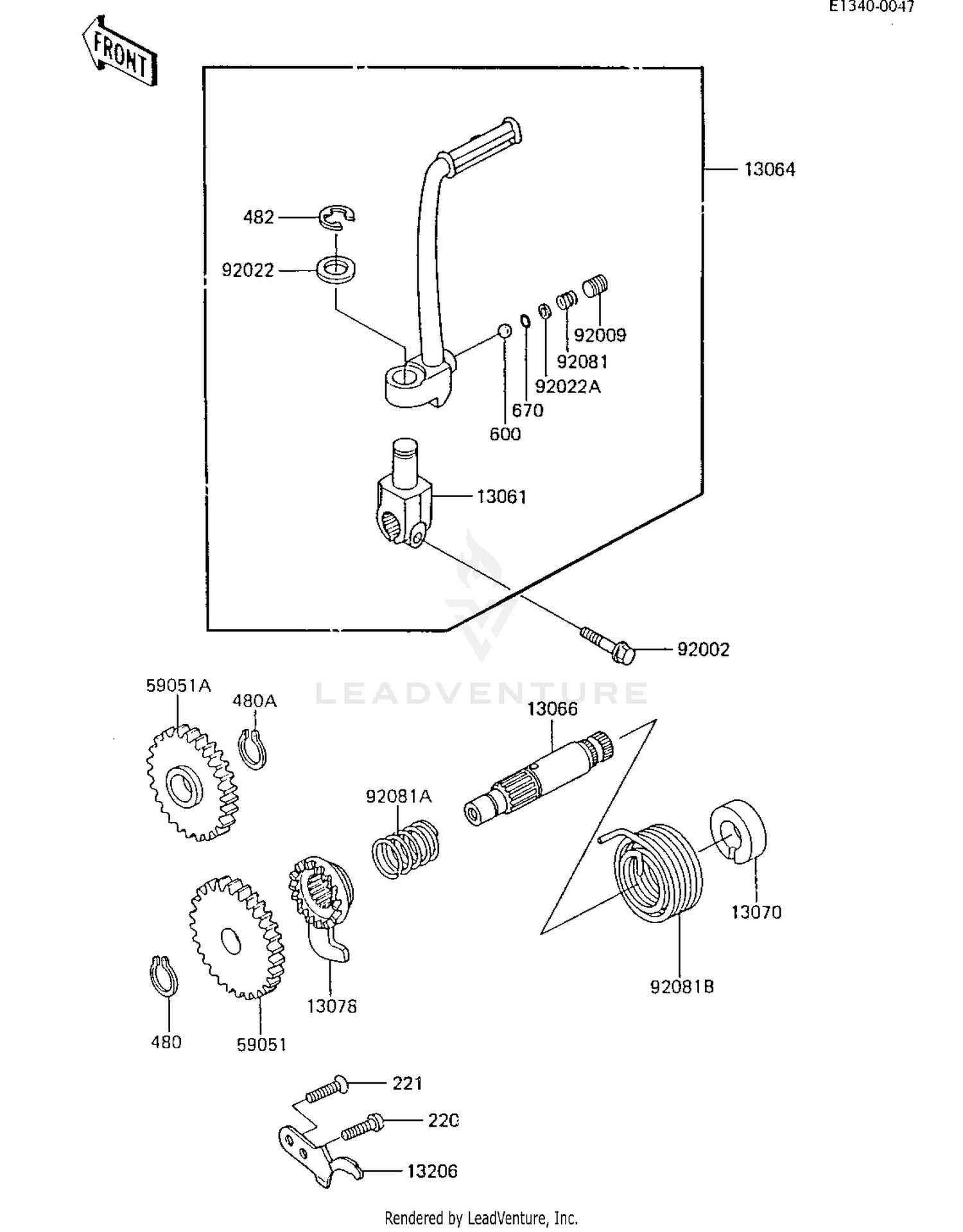 KICKSTARTER MECHANISM ('85 KX80-E3)