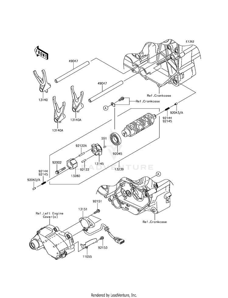 Gear Change Drum/Shift Fork(S) Schematic