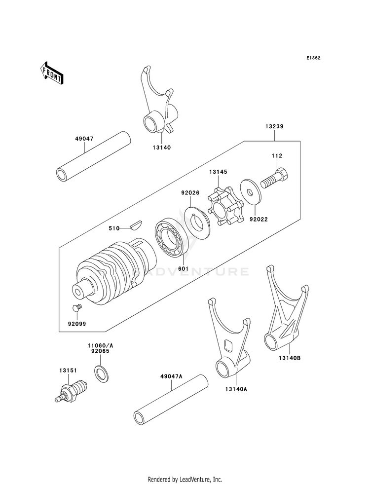 Gear Change Drum/Shift Fork(S) Schematic