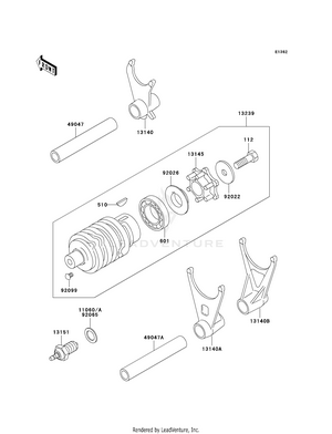 Gear Change Drum/shift Fork(s) Schematic
