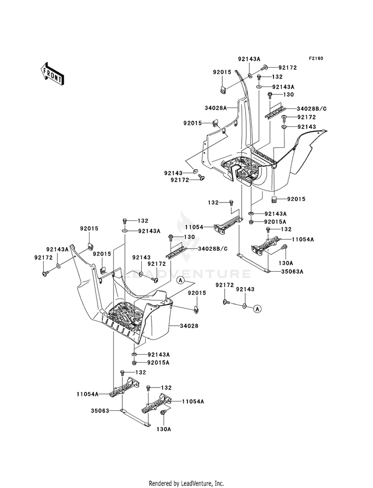 Footrests KVF650F8F Brute Force 650 4x4i (2008) Schematic