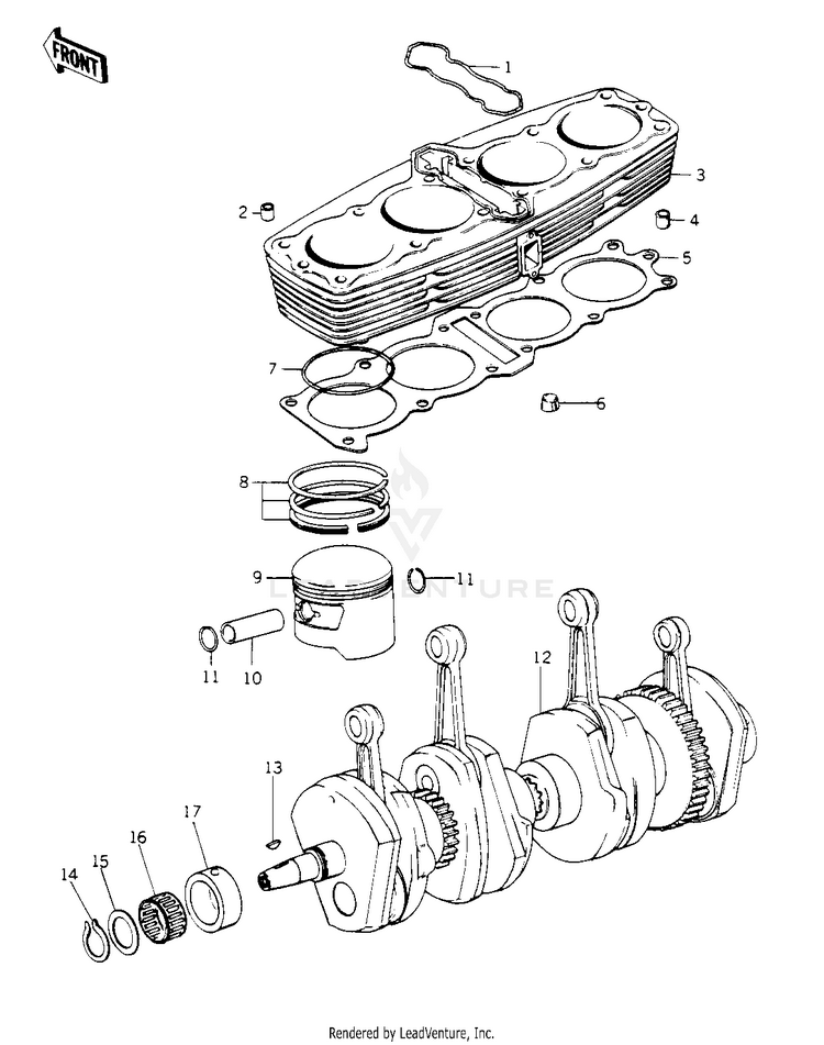 Cylinder/Pistons/Crankshaft ('78 C1/C1a) Schematic