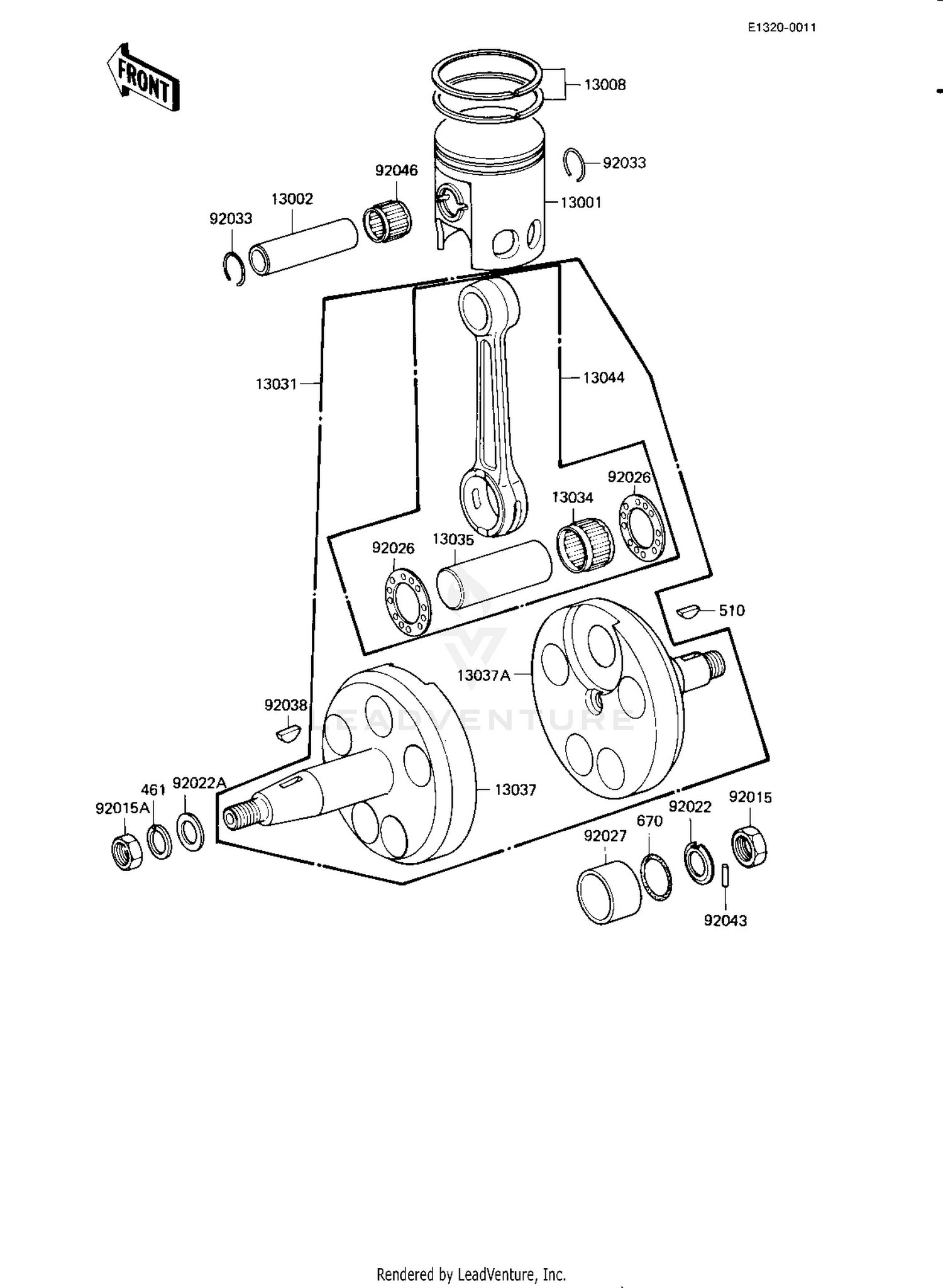 CRANKSHAFT/PISTON ('82-'83 KE175-D4/D5)