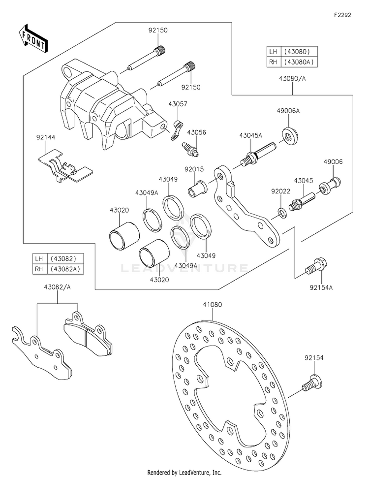 Front Brake KVF750HLF Brute Force 750 4x4i EPS Camo (2020) Schematic