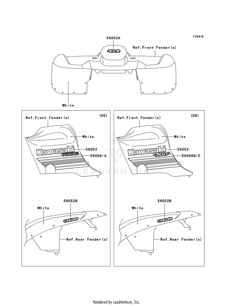Decals (White)(A8f) KVF360A8F Prairie 360 4X4 (2008) Schematic