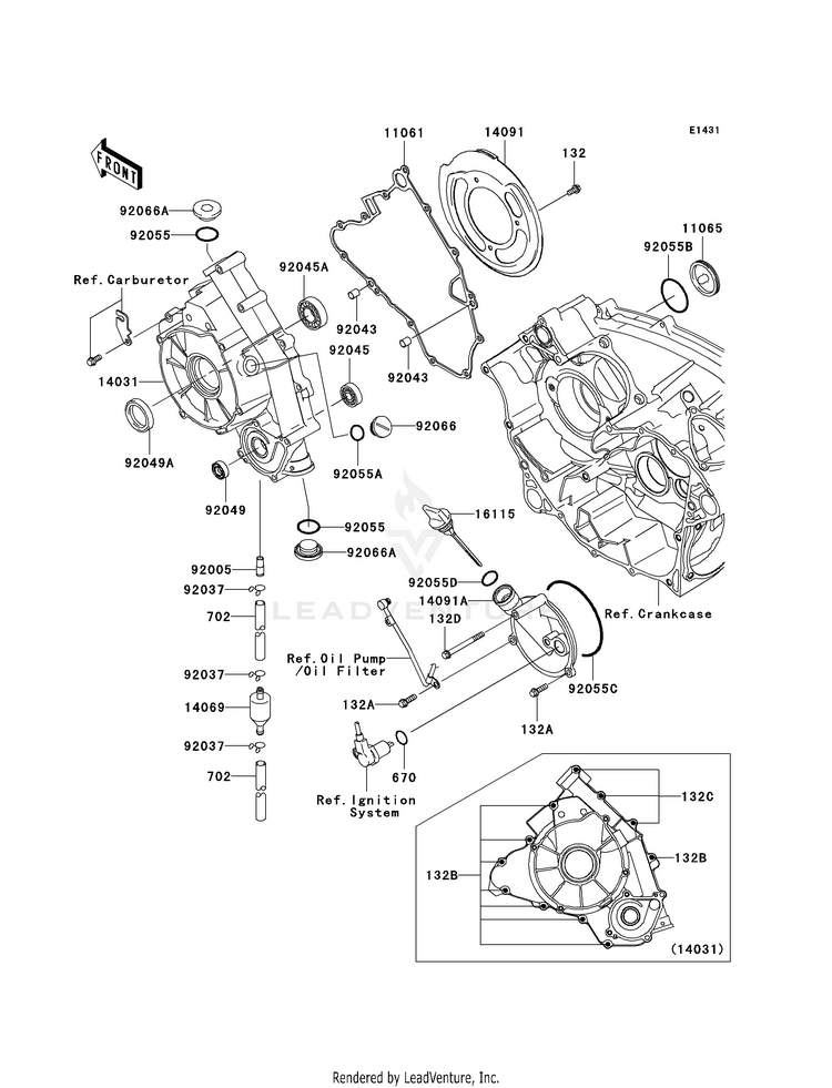 Engine Cover(S) KVF750A7F Brute Force 750 4x4i (2007) Schematic