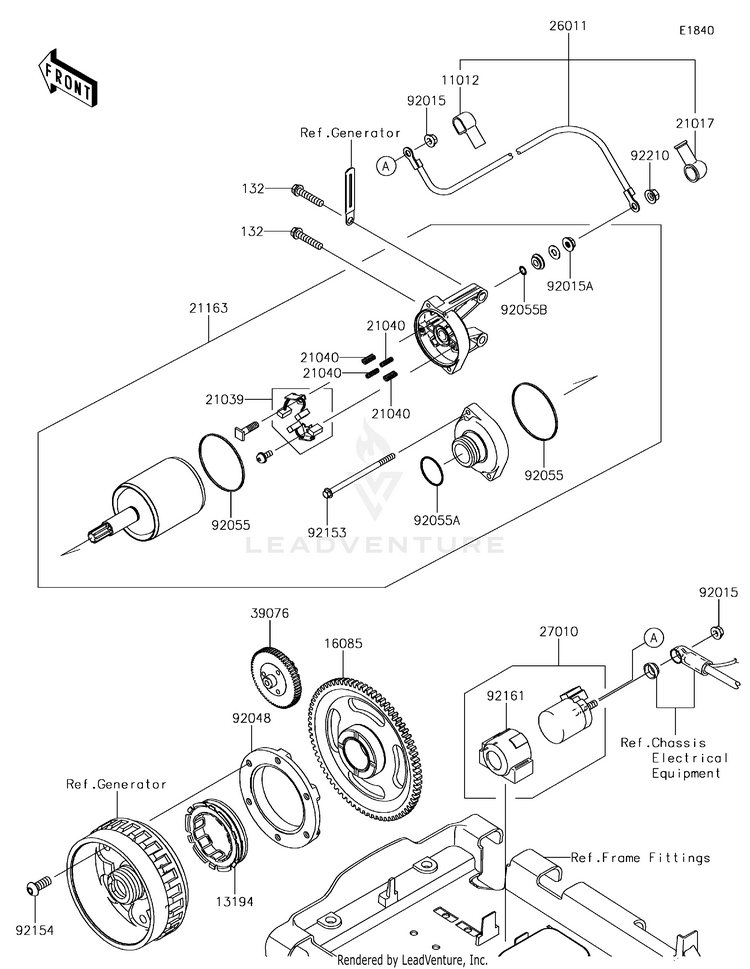 Starter Motor KVF750HGF Brute Force 750 4x4i EPS Camo (2016) Schematic