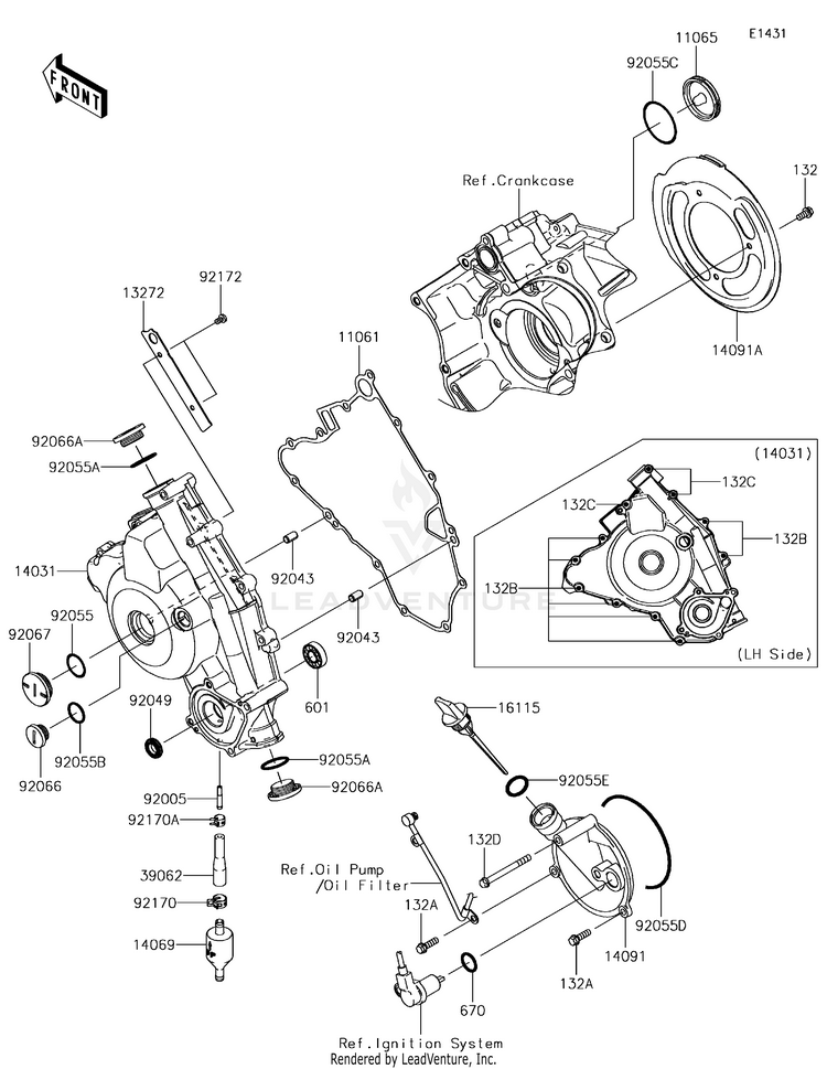 Engine Cover(S) KVF750LGF Brute Force 750 4x4i (2016) Schematic