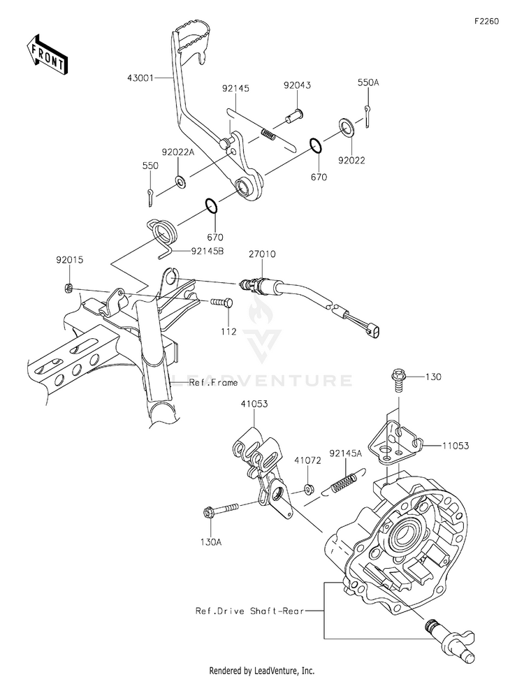 Brake Pedal KVF750GLF Brute Force 750 4x4i EPS (2020) Schematic