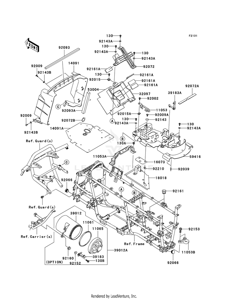 Frame Fittings KVF750-A1 Brute Force 750 4x4i (2005) Schematic