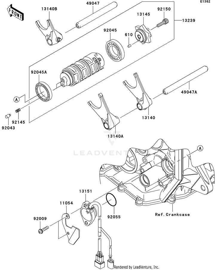 Gear Change Drum/Shift Fork(S) Schematic