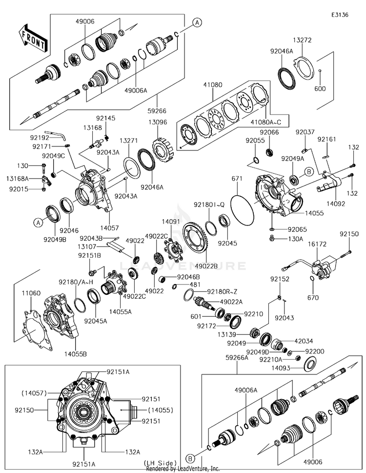 Drive Shaft-Front KVF750GGF Brute Force 750 4x4i EPS (2016) Schematic