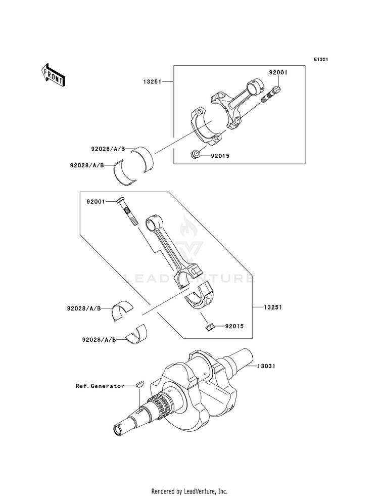 Crankshaft KVF750D8F Brute Force 750 4x4i (2008) Schematic