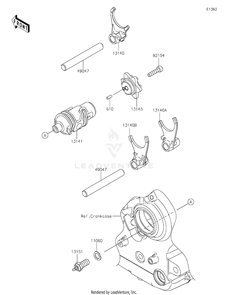 Gear Change Drum/Shift Fork(S) Schematic