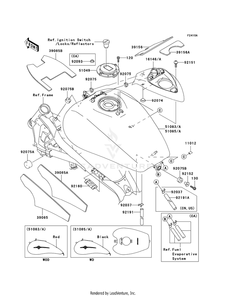 Fuel Tank (B8f/B8fa) VN1600B8F Vulcan 1600 Mean Streak (2008) Schematic