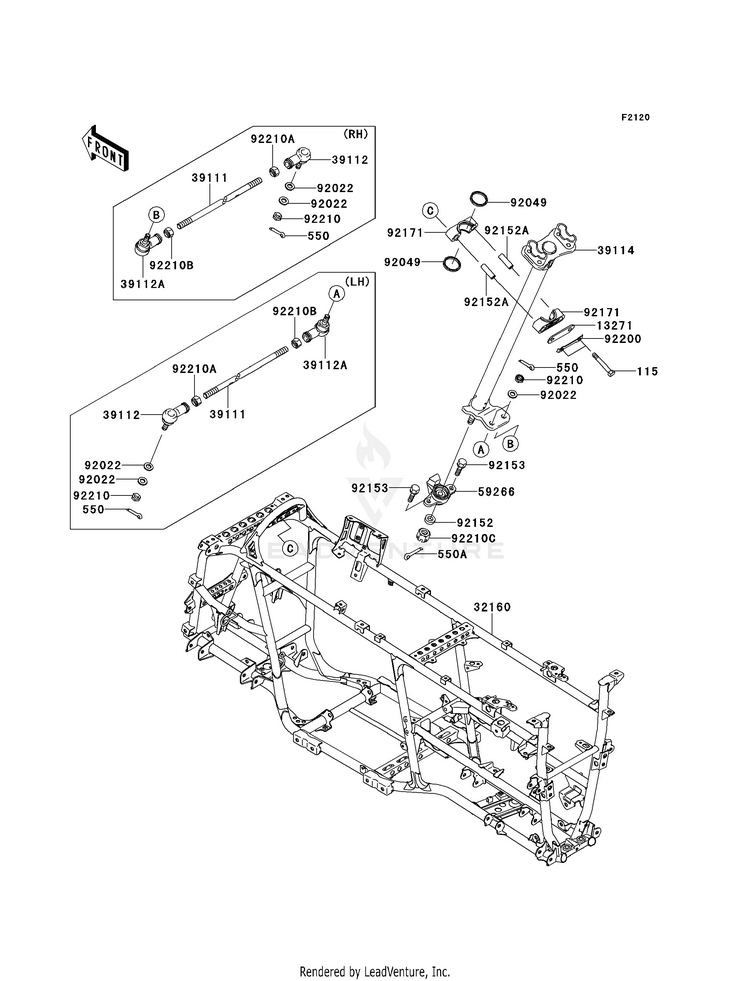 Frame KVF750D8F Brute Force 750 4x4i (2008) Schematic