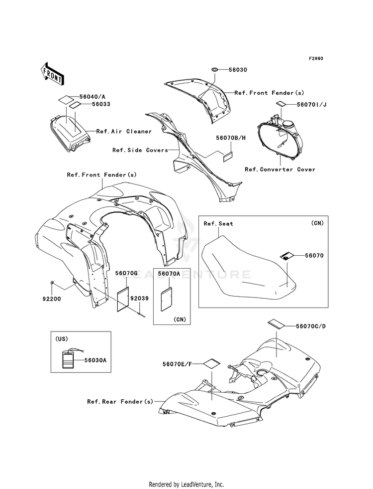Labels KVF650H8F Brute Force 650 4x4i (2008) Schematic