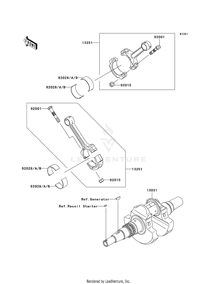 Crankshaft KVF650G8F Brute Force 650 4x4i Hardwoods Green HD (2008) Schematic