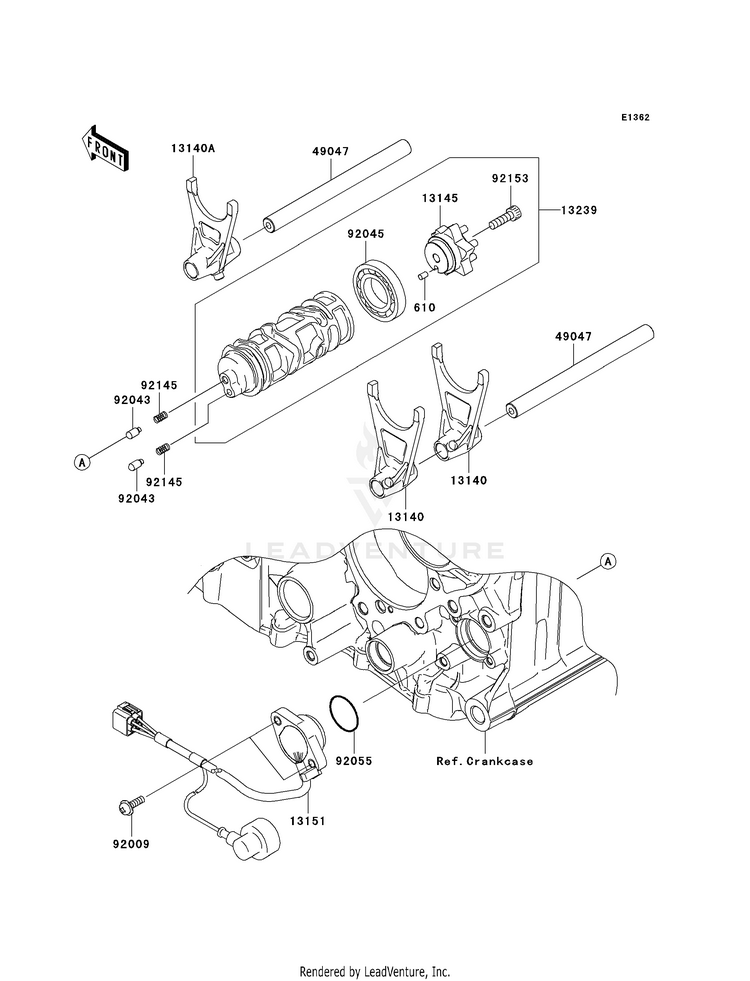 Gear Change Drum/Shift Fork(S) Schematic