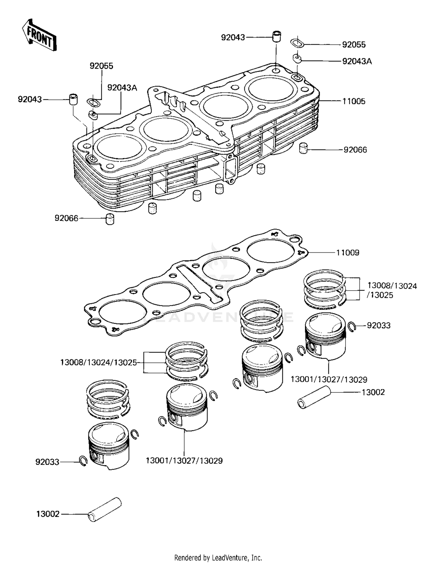 CYLINDER/PISTONS ('81 -'82 KZ750-E2/E3)