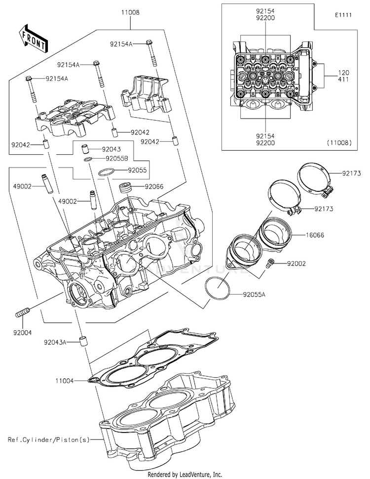 Cylinder Head EX400GPFBL Ninja 400 ABS (2023) Schematic