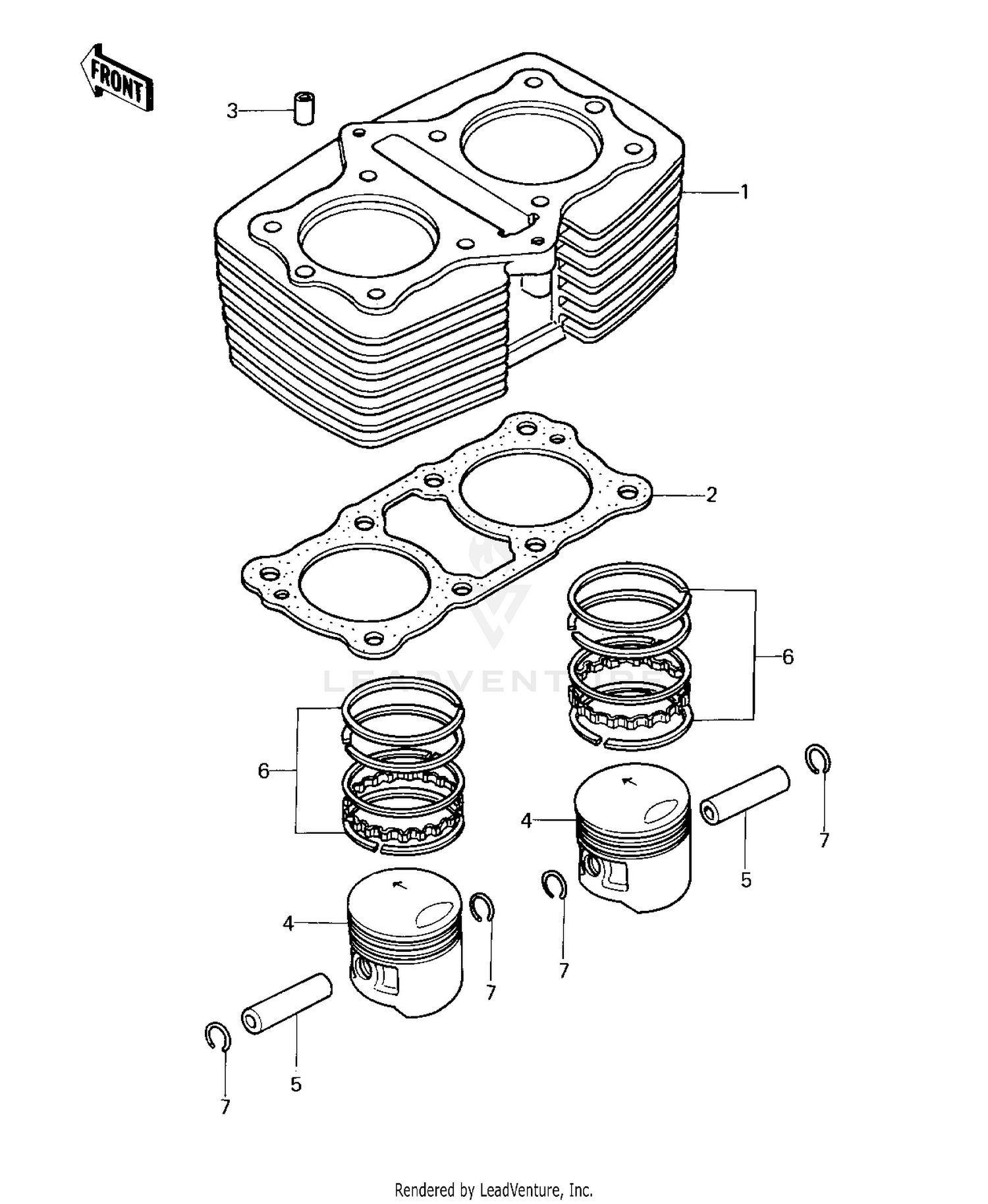 CYLINDER/PISTONS ('80 D1)