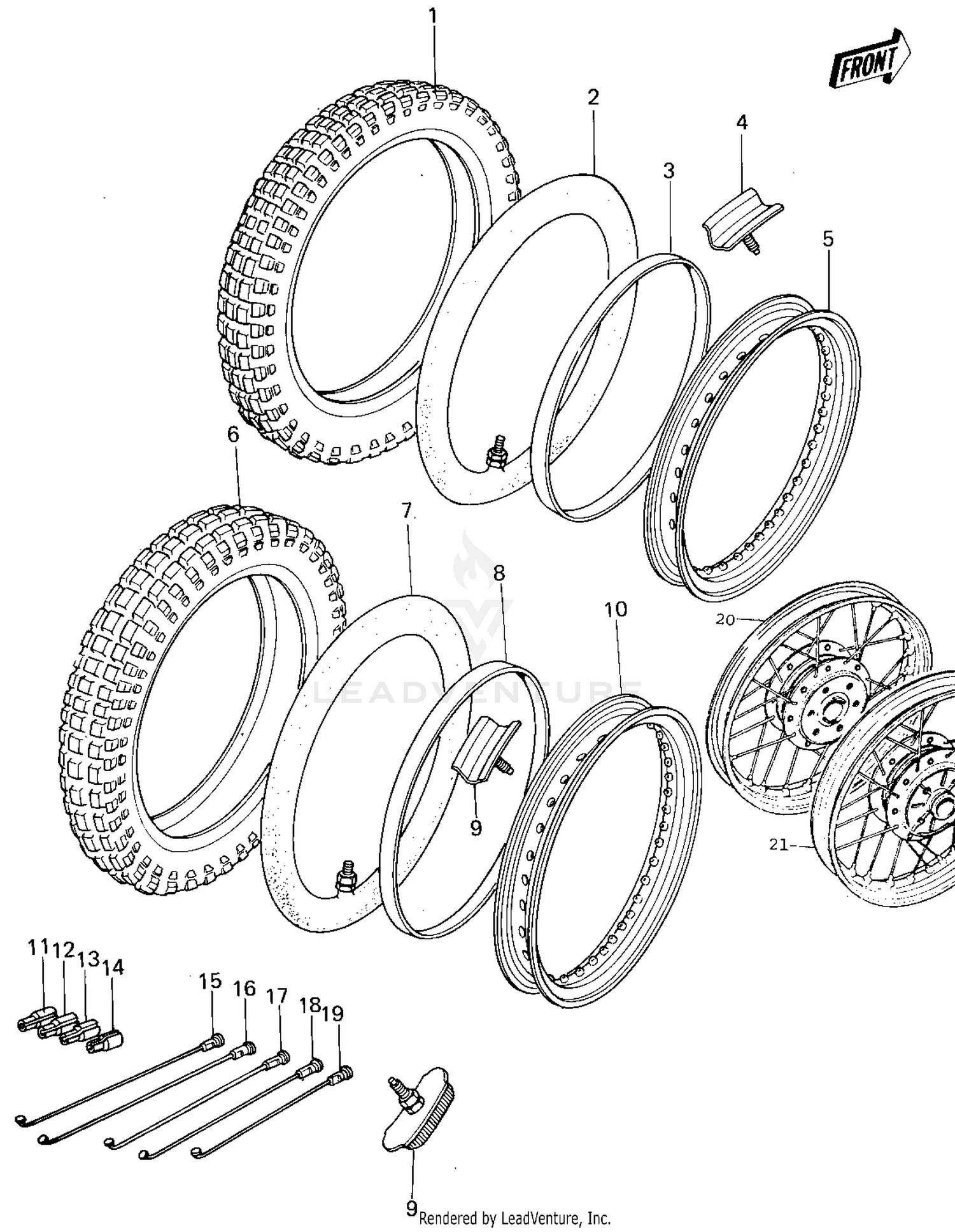 WHEELS/TIRES ('78-'79 KL250-A1/A1A/A2)