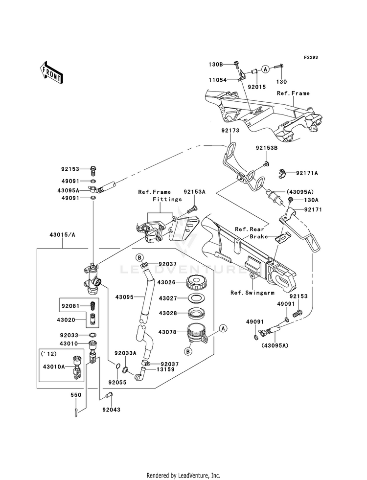 Rear Master Cylinder ZX1400EDF Ninja ZX-14R (2013) Schematic