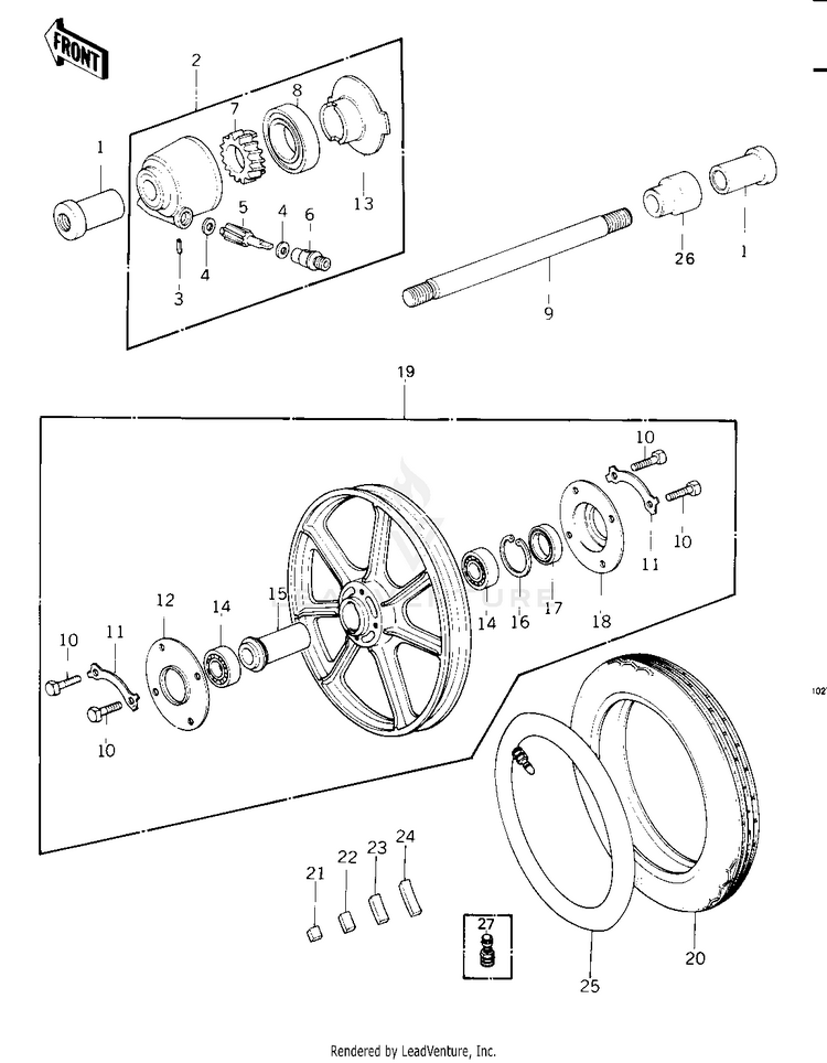 Front Wheel/Tire/Hub ('79-'81 C2/C3/C4) Schematic