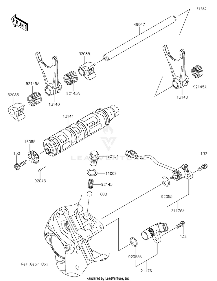 Gear Change Drum/Shift Fork(S) Schematic