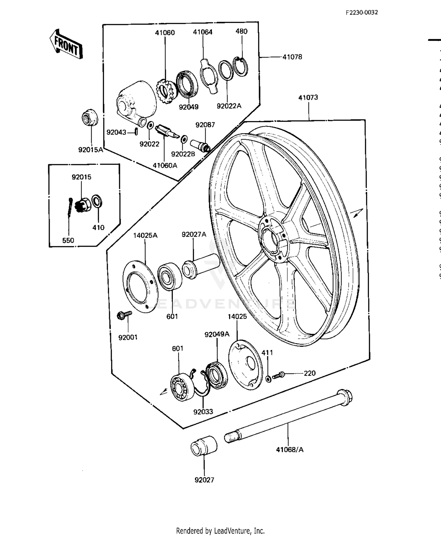 FRONT WHEEL/HUB (KZ440-D2/D3/D4)