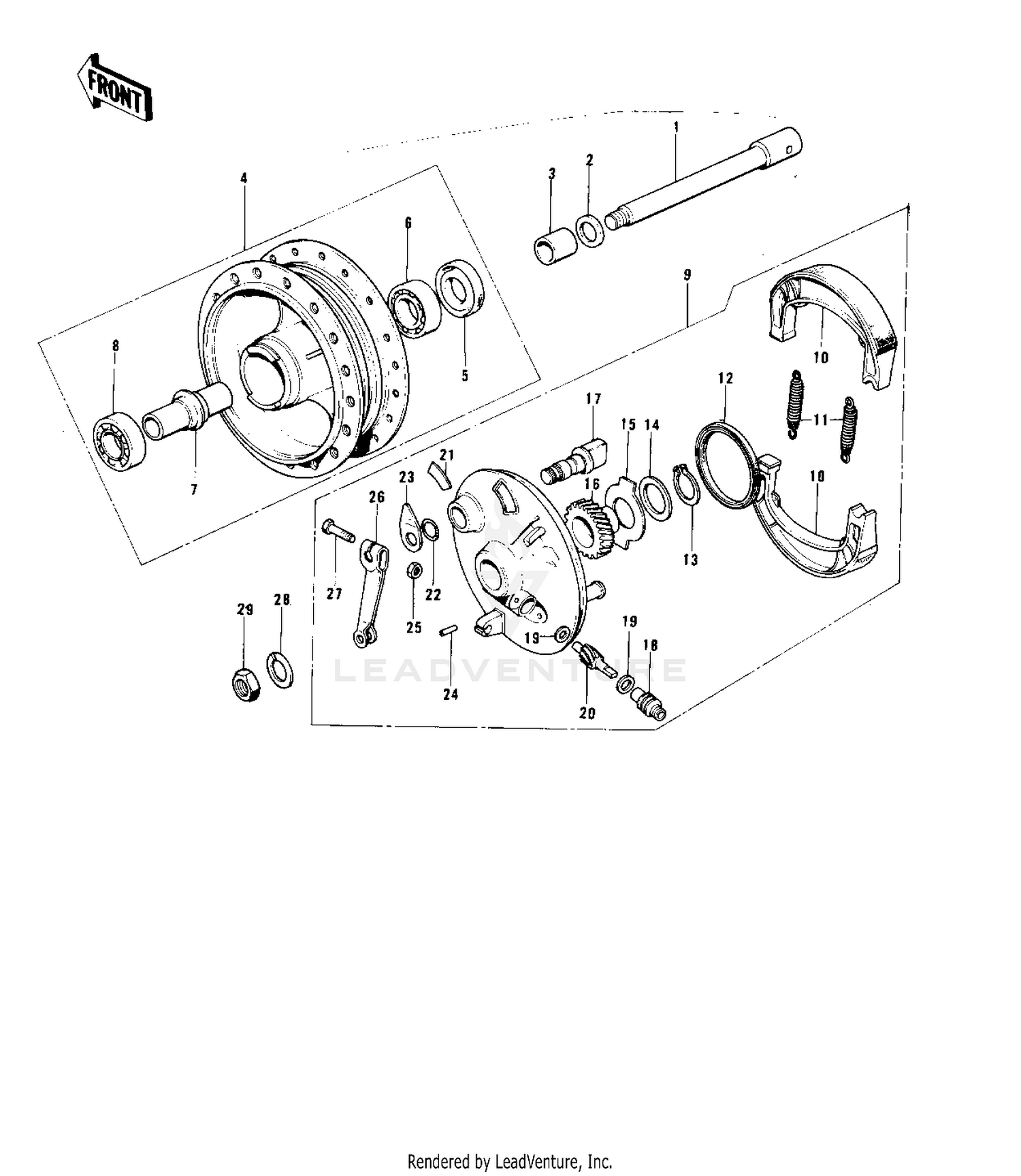 FRONT HUB/BRAKE ('74-'75 B/C)